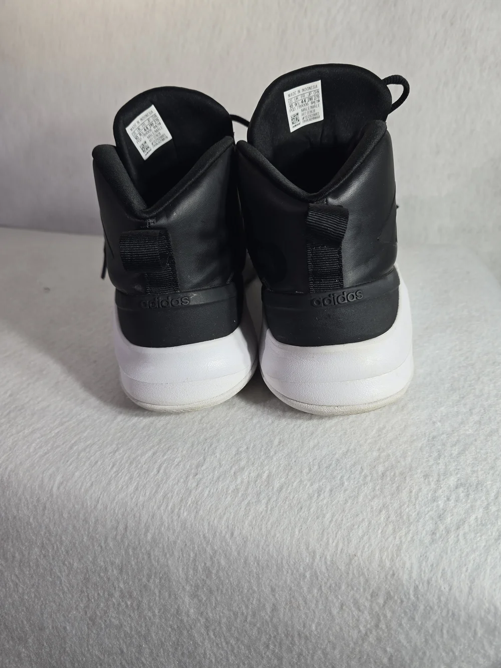 Adidas Black High-Top Sneakers with White Sole Size 10